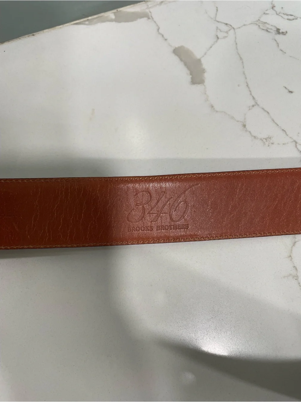 Brooks Brothers Tan Leather Belt with Silver Buckle